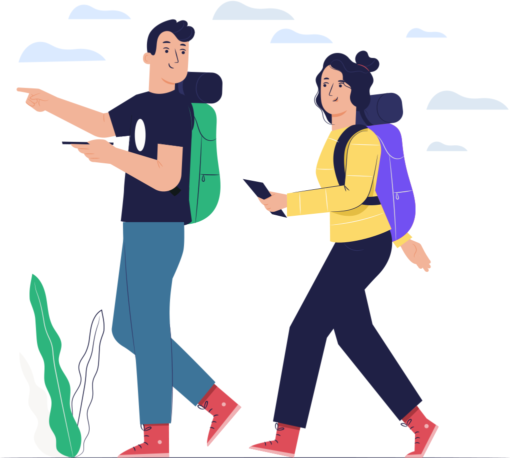 Illustration of people exploring on phones